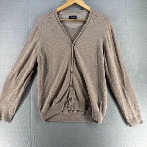 MAERZ Mens Elbow Patches Knit Cardigan Medium Brown Classic Cotton Preppy